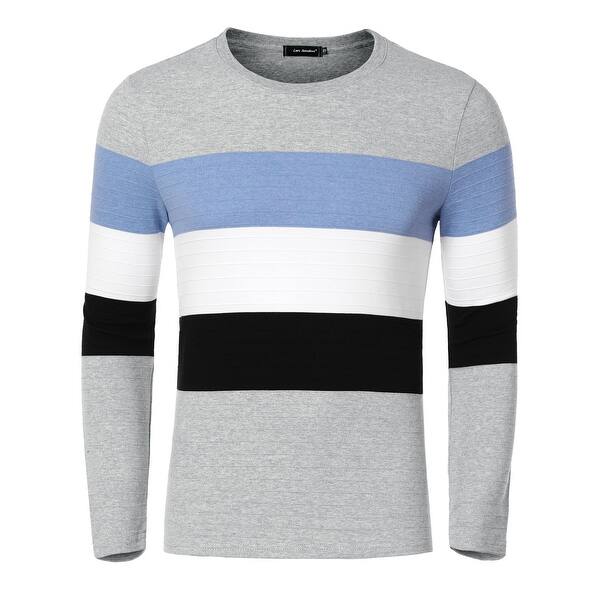 Shop Men S Long Sleeve Casual Round Neck Patchwork Pullover T Shirts On Sale Overstock