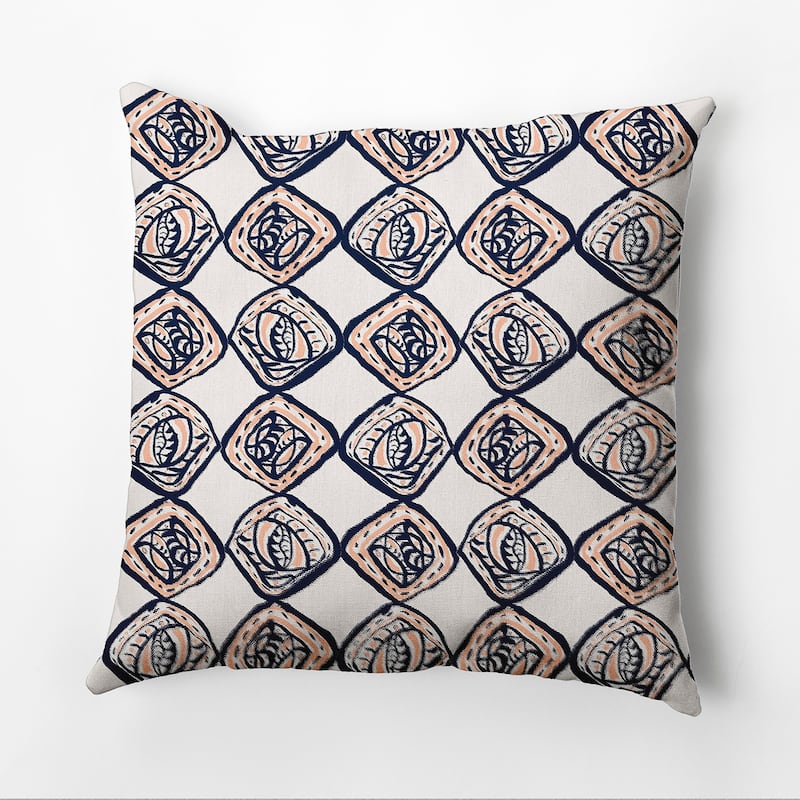Cowry Check Outdoor Pillow - Navy/Orange - 20" x 20"