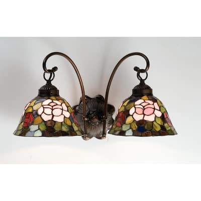 Meyda Tiffany Rosebush 18" Wide 2 Light Double Sconce with Stained
