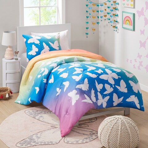 Mi Zone Kids Olivia Blue/ Purple Rainbow and Butterfly Comforter Set