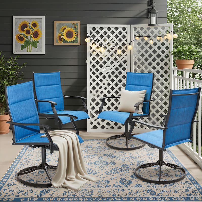 EROMMY Outdoor Swivel Patio Chairs 2/4 Pack, High-Back Textilene Dining Rocker Chairs with Metal Frame