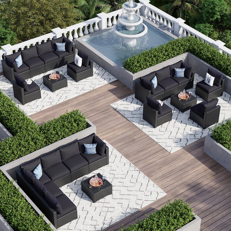 Wicker Rattan Patio Sectional Sofa Set