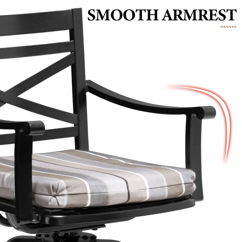 All-Weather Patio Outdoor Indoor Aluminum Swivel Bar Stools with Sunbrella Cushion