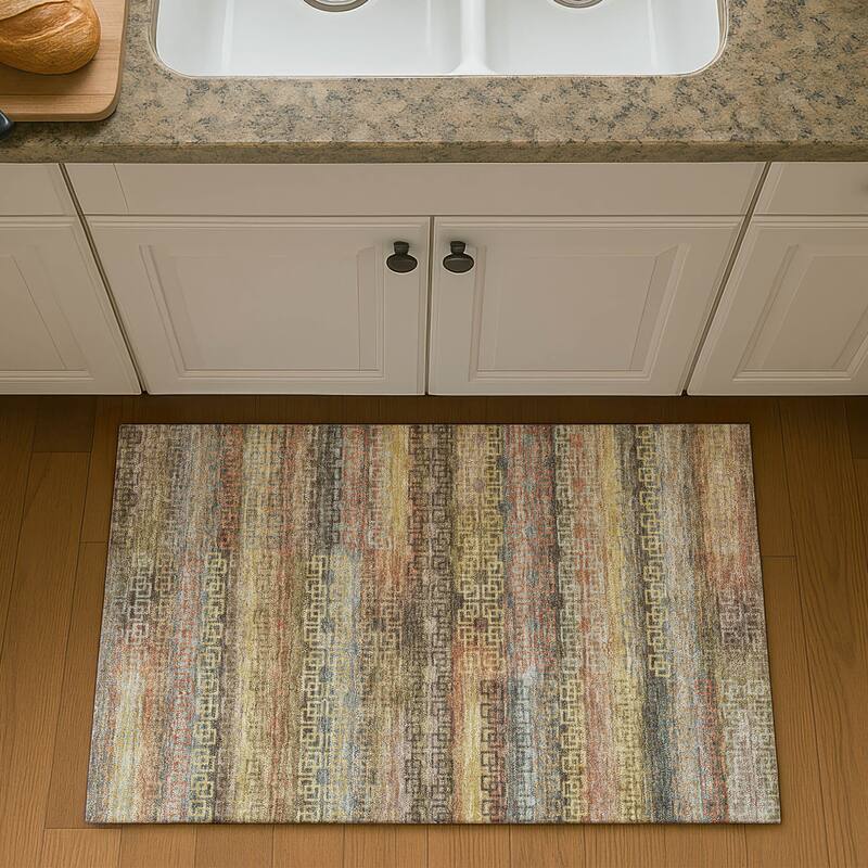 Premium Washable Super Soft Modern Stripe Mayfield Rug - Brown - 1'8" x 2'6"