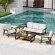 preview thumbnail 40 of 99, 5-Piece Teak Outdoor Conversation Set with Tables.