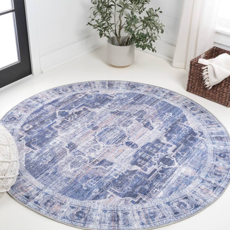 JONATHAN Y Dalyan Ornate Medallion Machine Washable Area Rug