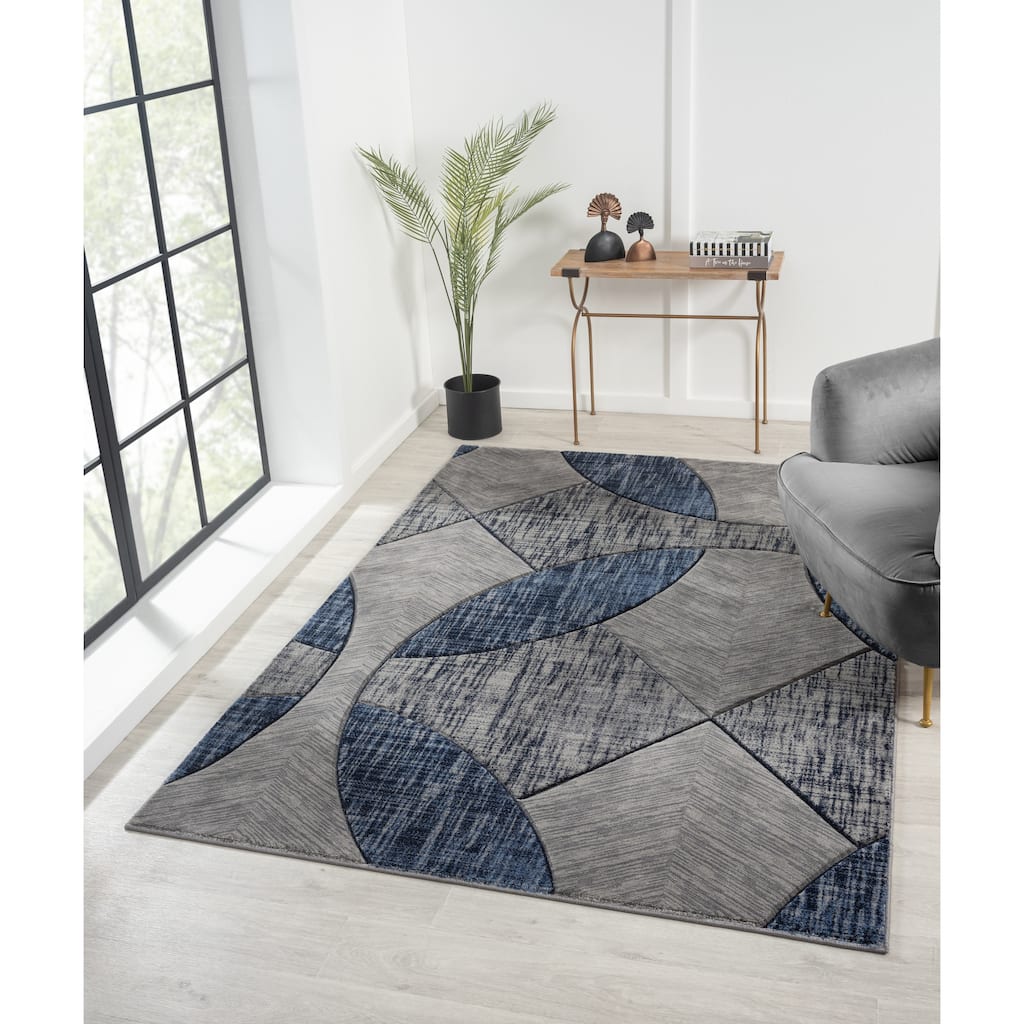 Alexia Collection Geometric Circle Indoor Modern Area Rug