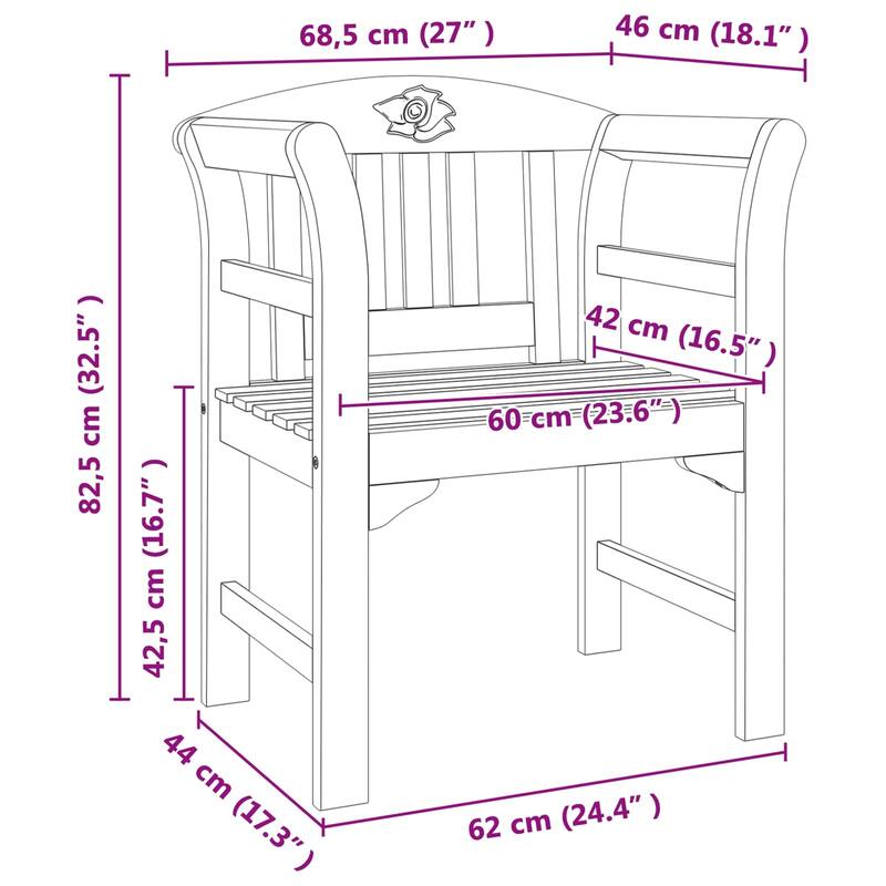 vidaXL Rose Bench Natural in Solid Acacia Wood