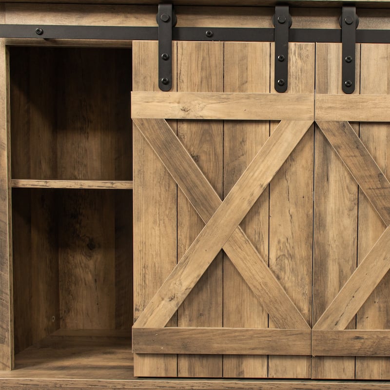 54" Farmhouse Sliding Barn Door TV Stand - 54 inches in width