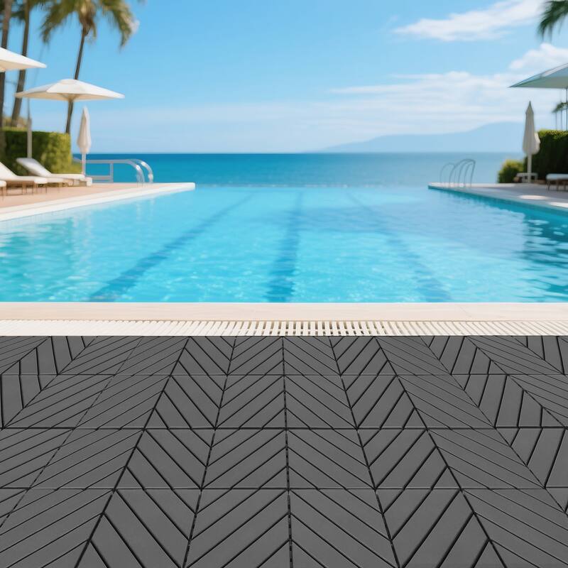 Plastic interlocking decking tiles, 44 packs of terrace decking tiles, 12 inches x 12 inches waterproof