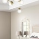 preview thumbnail 1 of 6, Hunter Hepburn 1-Light Flush Mount Ceiling Light - Bedroom, Bath, Entry, Hallway - Damp-Rated - Vintage, Globe Light Painted Modern Brass
