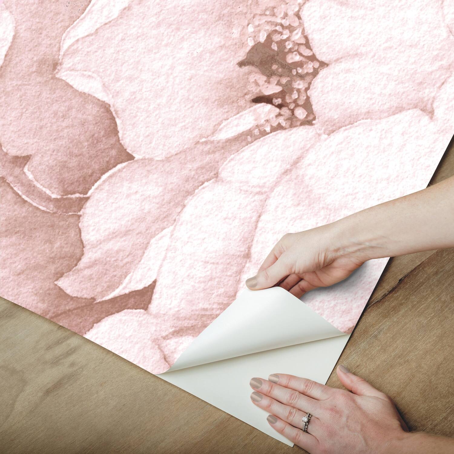 Mr. Kate Pink Watercolor Floral Peel and Stick Wallpaper Mural - On