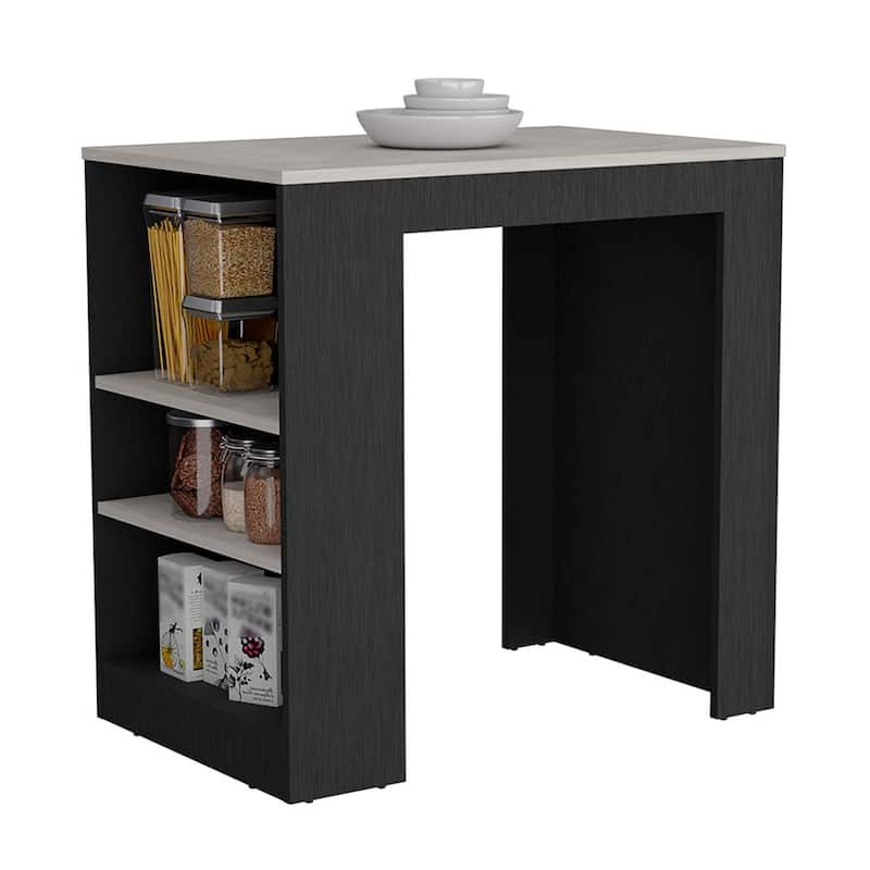 Kitchen Island Doyle, Three Side Shelves, White and Light Oak Finish,High quality and durable