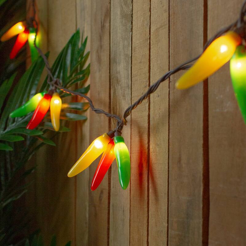 36ct Chili Pepper Cluster String Lights7.5ft Brown Wire