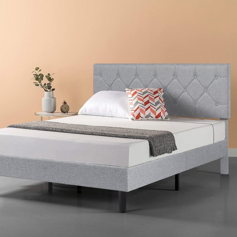 Javlergo Upholstered Beds With Diamond Tufted Headboard, Platform Bed Frame,