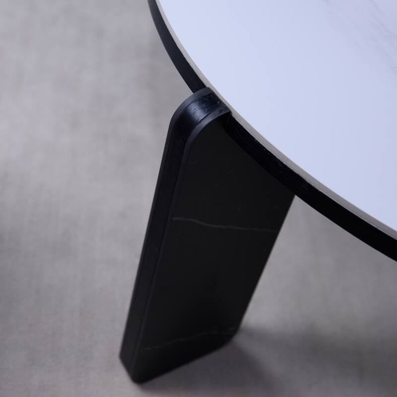 Modern Coffee Table with End Table Set, Durable Walnut Veneered MDF Center Table, Side Table for Living Room