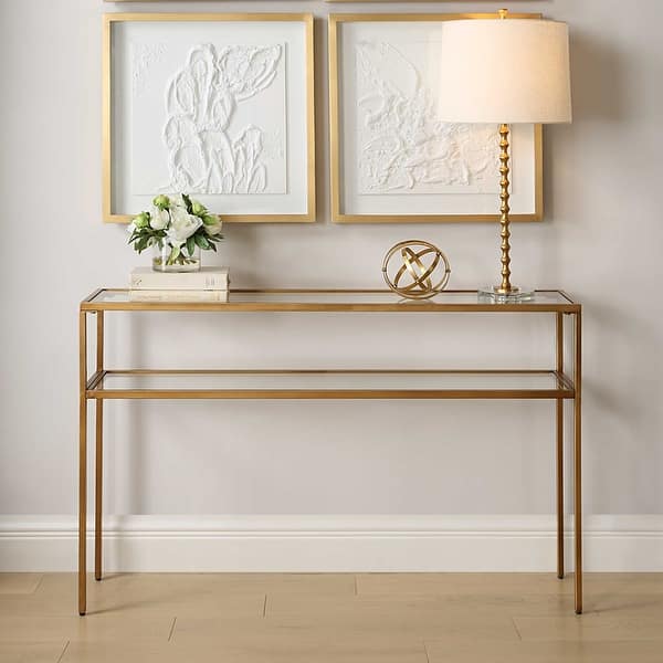 slide 2 of 6, Carson Carrington Iron Gold Console Table