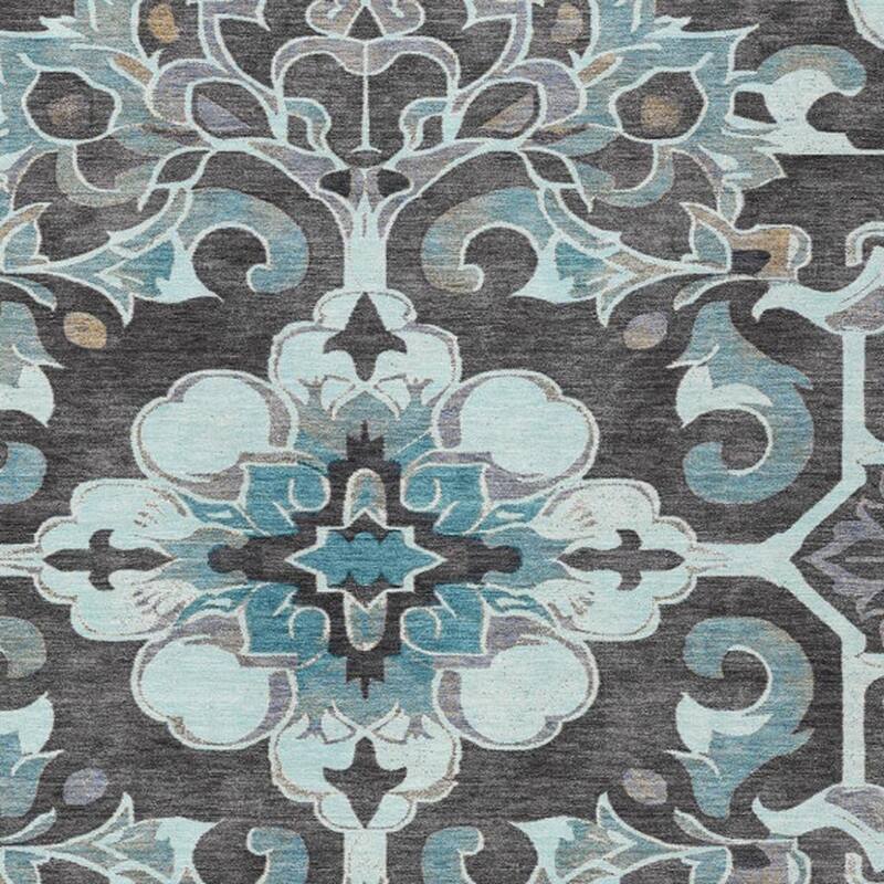 HomeRoots Damask Traditional Rectangle Outdoor Rug
