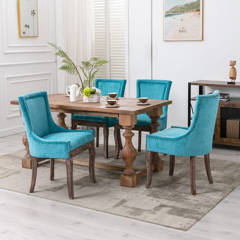Upholstered Wooden Frame Armless Dining Chairs Set of 2
