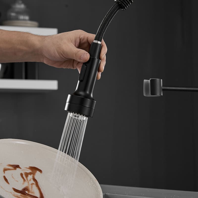 Matte Black LED Light Kitchen Faucet Single Handle