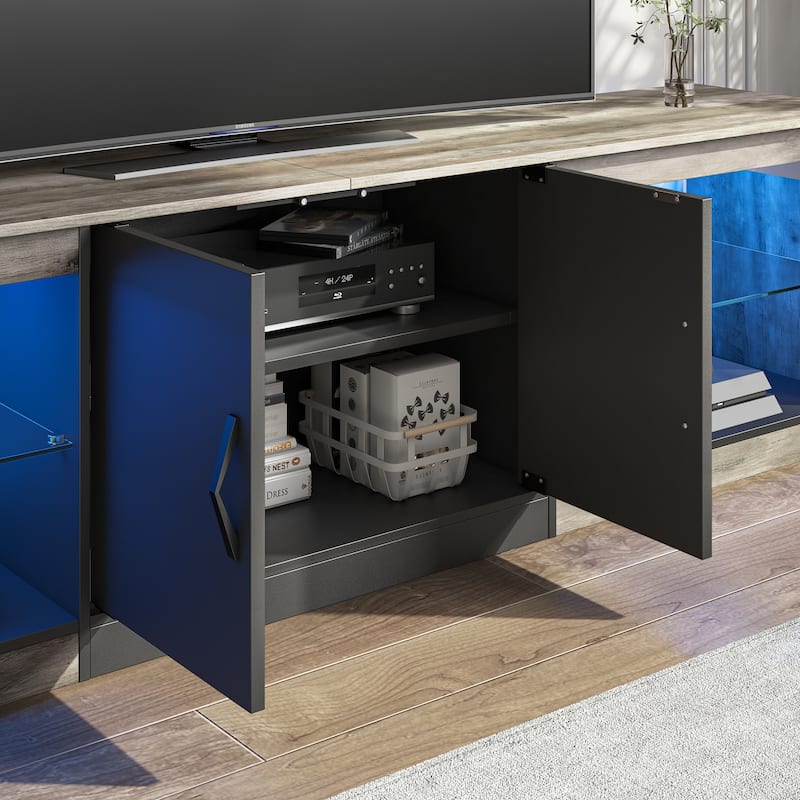70 inch TV Stand 20 Color RGB Light Entertainment Center