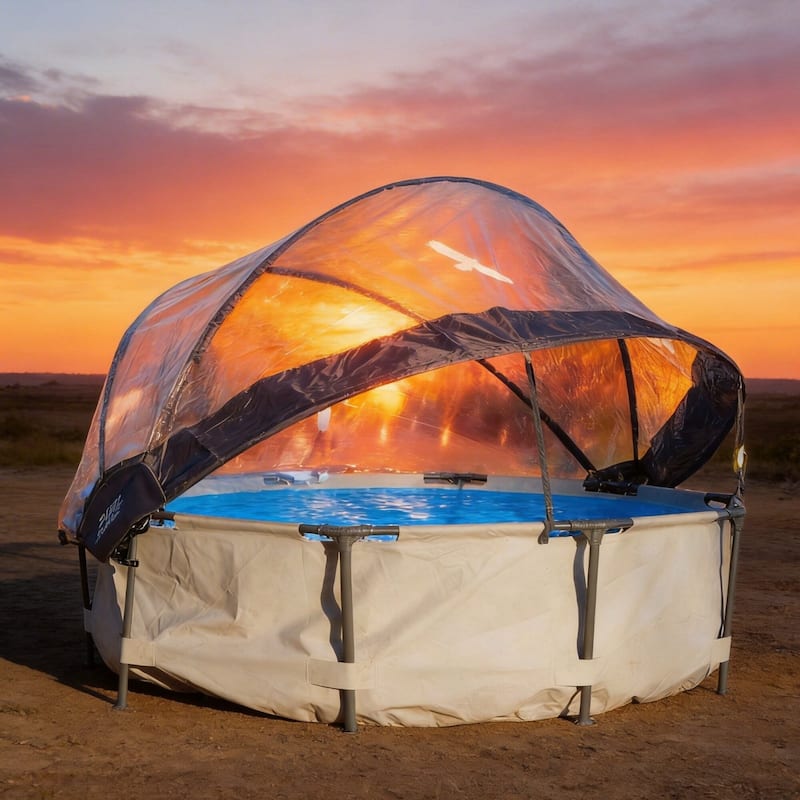Round All Weather Pool Dome Enclosure for Outdoor Above-Ground Frame Pools (Compatible with Clean & Warm Water Pools) - 15FT