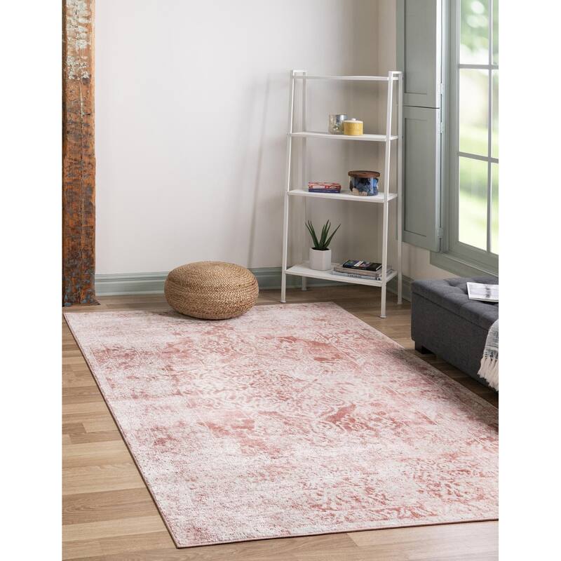 Contemporary Trabzon Collection Area Rug - Pink-Ivory - 9'x12'