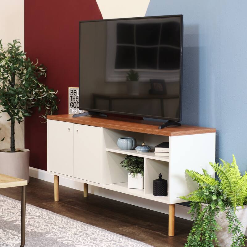 Sunnydaze Mid-Century Modern TV Stand Media Console for 55" TV