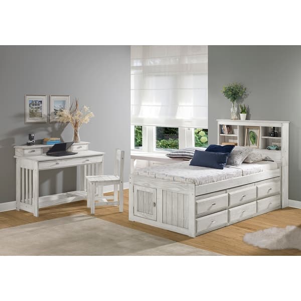 slide 2 of 5, OS Home and Office Furniture Model 85220K6-22 Solid Pine Twin Captains Bookcase Bed with 6 drawers in Light Ash