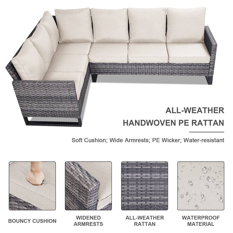 Outdoor Sectional Sofa High Back Sofa and Dining Table with Cushion