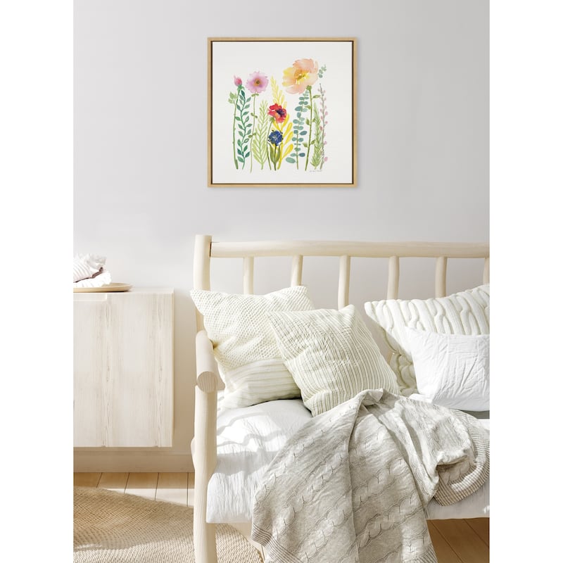 Kate and Laurel Sylvie Flower and Ferns Framed Canvas by Patricia Shaw