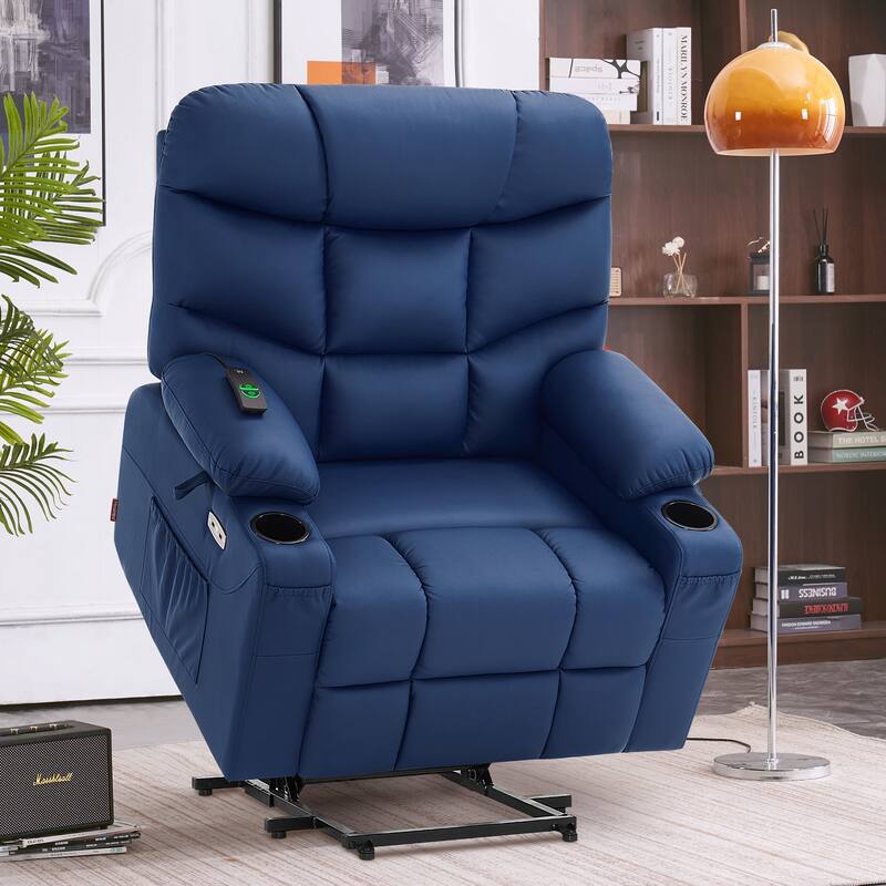 MCombo Wide Power Lift Recliner Chair with Extended Footrest for Big Elderly People, Faux Leather R7289
