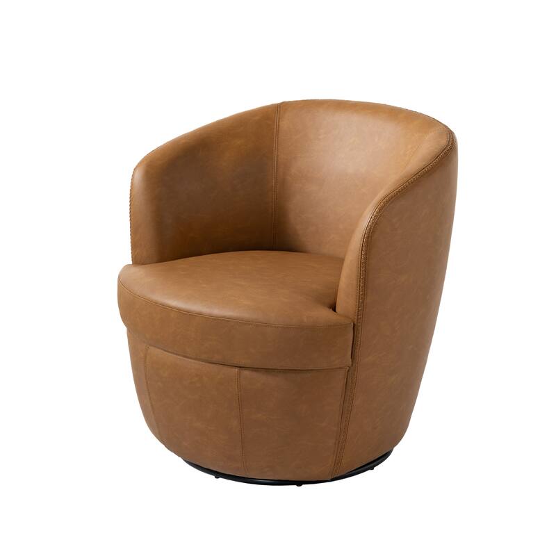 PU Leather Swivel Barrel Chair Set of 2