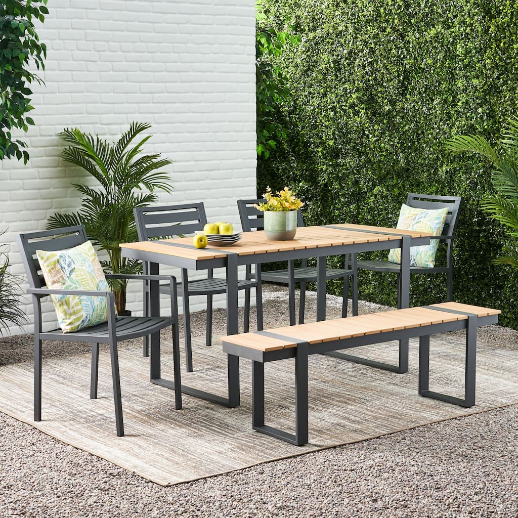 Mora Outdoor Aluminum Outdoor 6 Piece Dining Set by Christopher Knight Home
