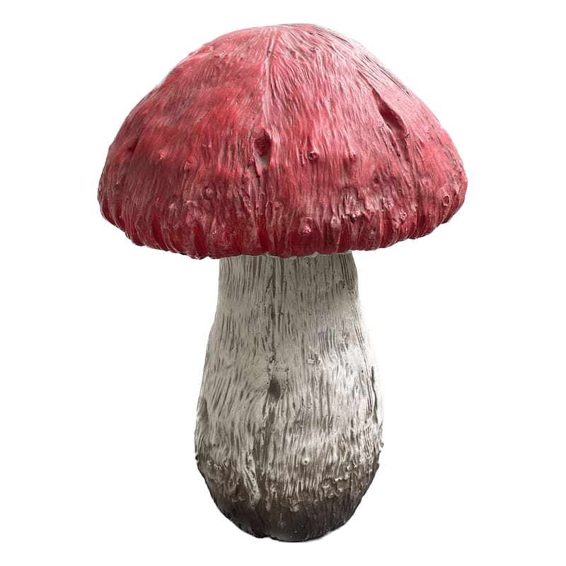 HomeRoots 15" Red And White Polyresin Mushroom Outdoor Statue