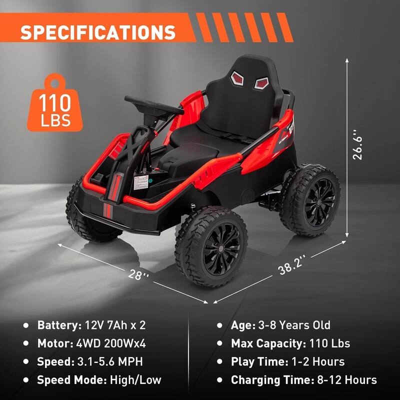 24V Ride On Toys for Big Kids, 4x200W 6MPH Powerful Electric Car w/Parent Remote