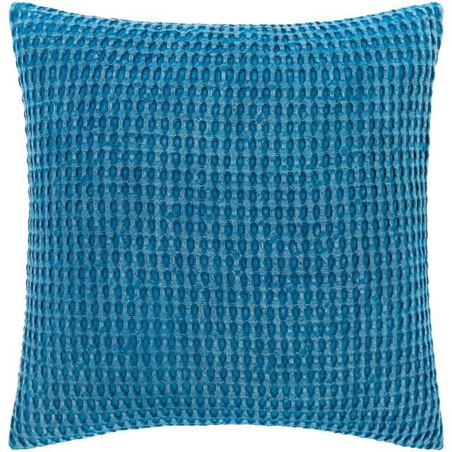 Whitley Faded Waffle Weave Cotton Throw Pillow - 18"x18" Cover Only - Blue