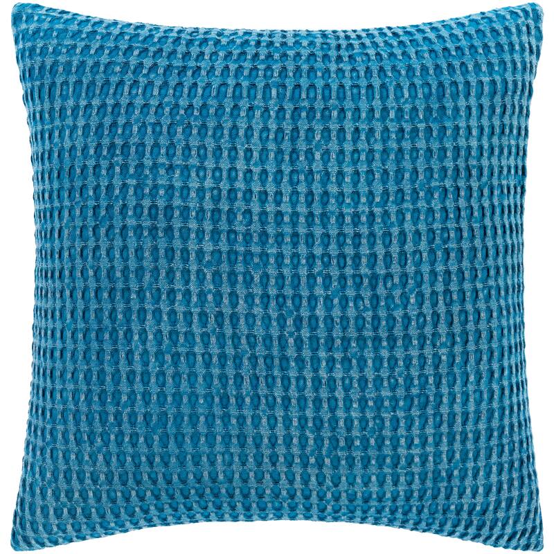 Artistic Weavers Whitley Faded Waffle Weave Cotton Throw Pillow - 20"x20" Cover Only - Blue