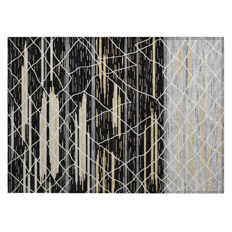 Machine Washable Indoor/ Outdoor Modern Global Chantille Rug