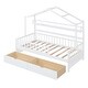 preview thumbnail 4 of 19, Wooden Twin Size House Bed with 2 Drawers and Shelf, Playhouse Design