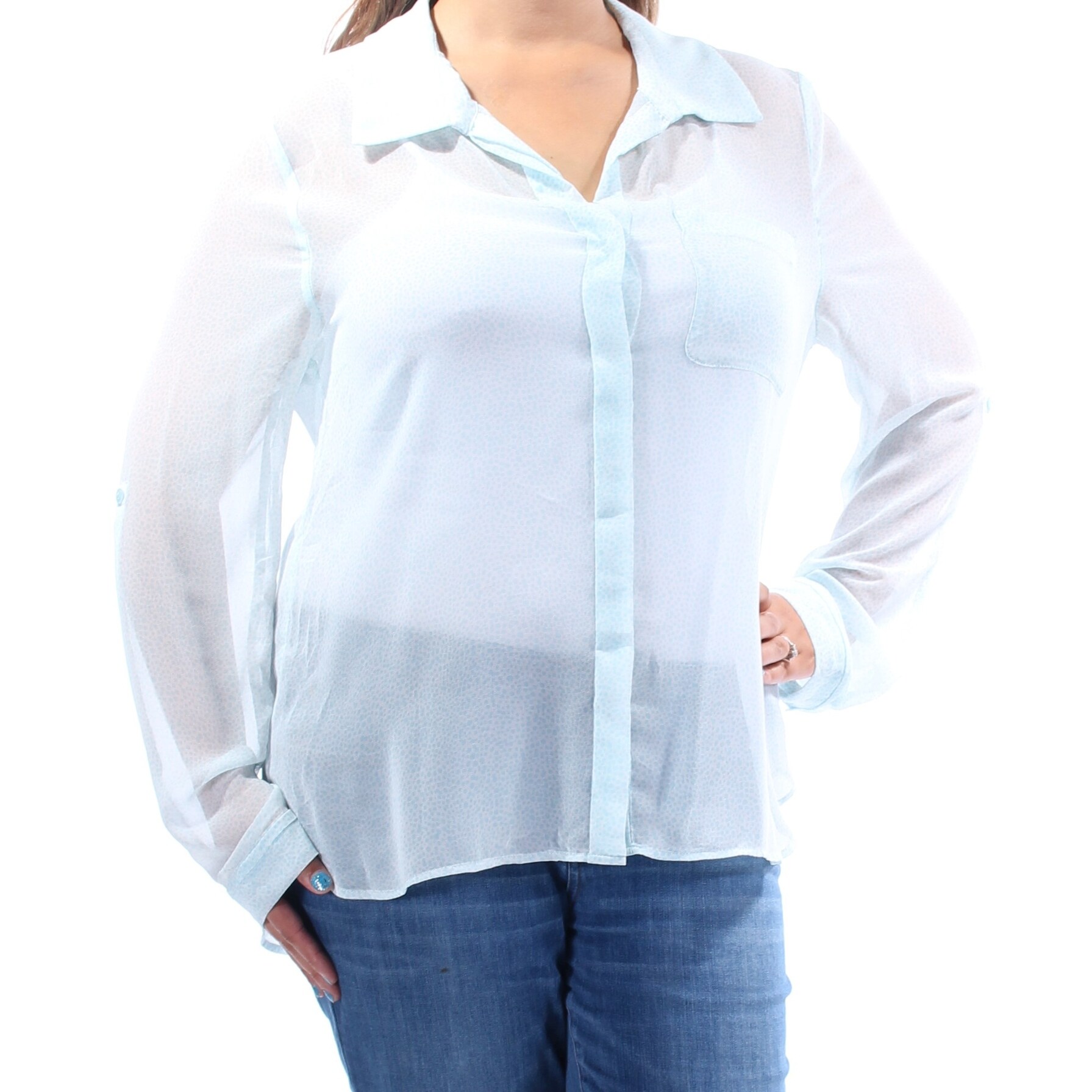 light blue sheer top