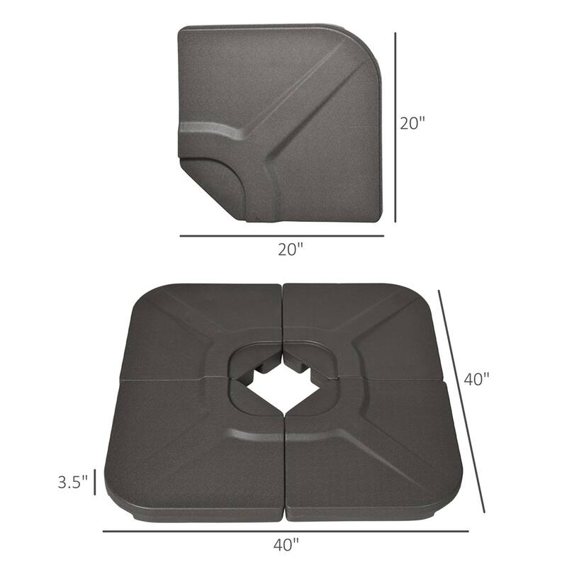 Set of 4 Cantilever Umbrella Base Weights HDPE Outdoor Fillable with Water or Sand for Offset Parasols Brown