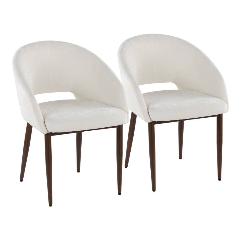 Renee Upholstered Chair - Set Of 2 - Off-White Fabric/Walnut Finish
