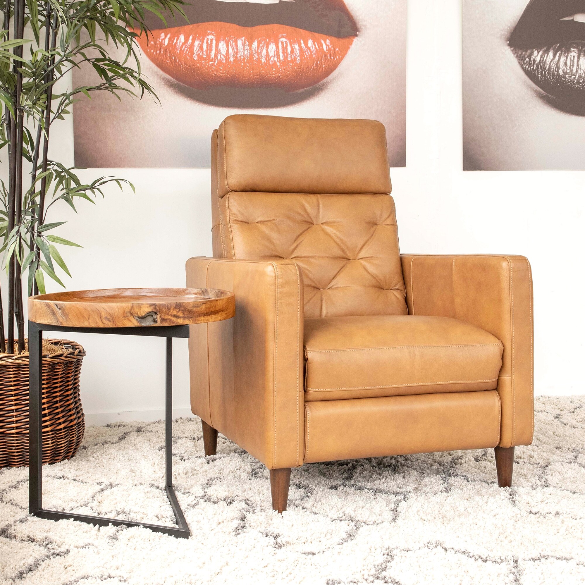 tan leather mid century chair