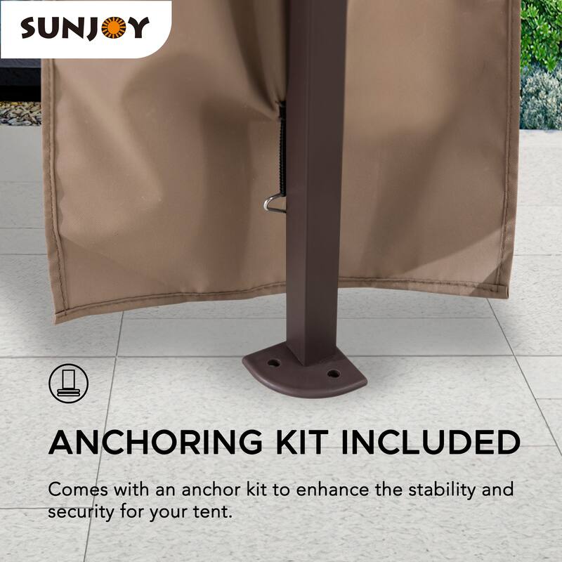 Sunjoy 11 ft. x 11 ft. Khaki Pop Up Portable Steel Gazebo