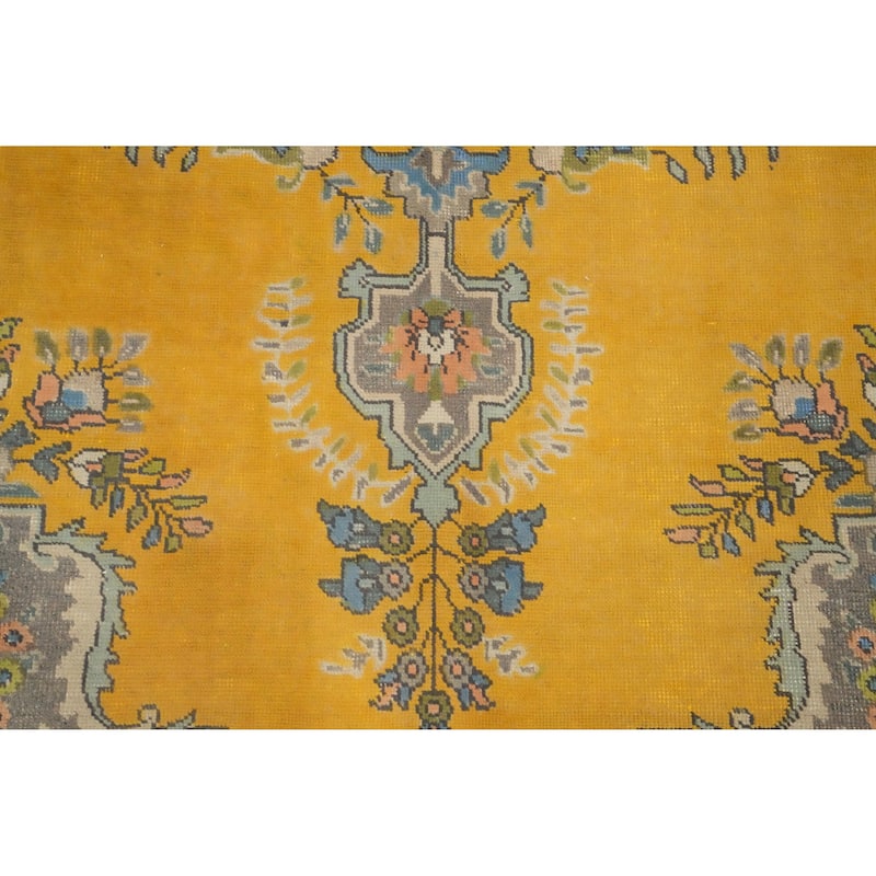 Hand Knotted Oriental 100% Wool Carpet Traditional Floral Yellow & Gold Tabriz Area Rug - 12' 6'' X 9' 6''
