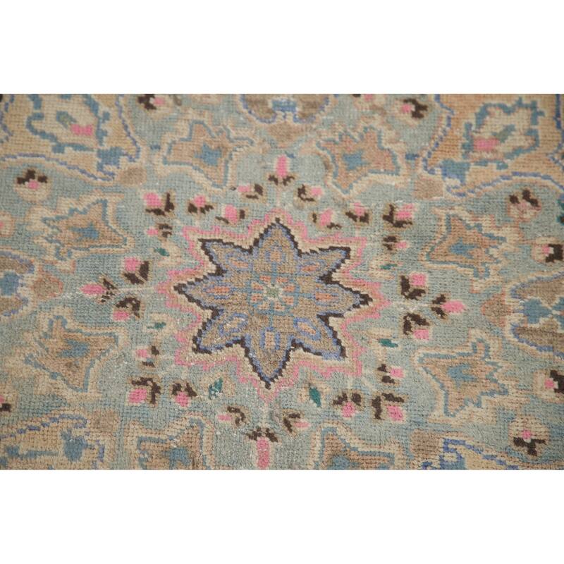 Hand Knotted Oriental 100% Wool Carpet Traditional Floral Coral Mashad Area Rug - 11' 2'' X 7' 11''