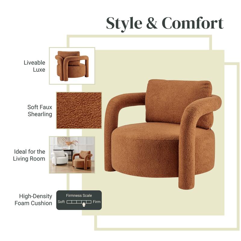 NPD Furniture Maisie Faux Shearling Accent Arm Chair