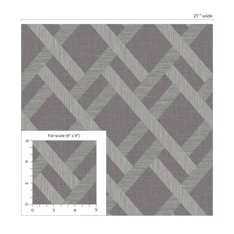 Seabrook Designs Linen Trellis Embossed Vinyl Unpasted Wallpaper