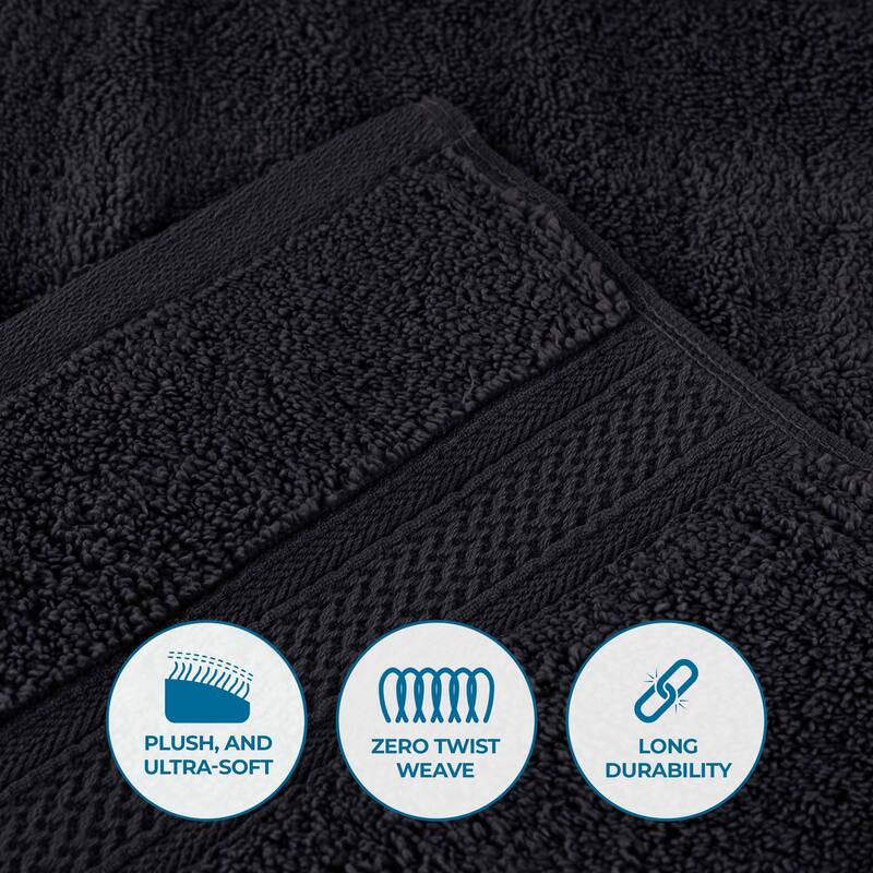 Superior Chevron Zero Twist Solid and Jacquard Cotton Hand Towel Set of 6